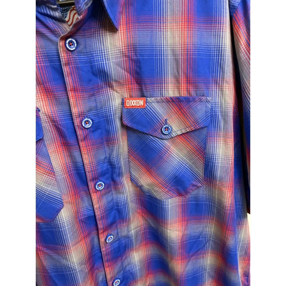 Dixxon Flannel Co Glory Short Sleeve Bamboo Blend Plaid Shirt Mens XL Blue Red - Picture 2 of 6